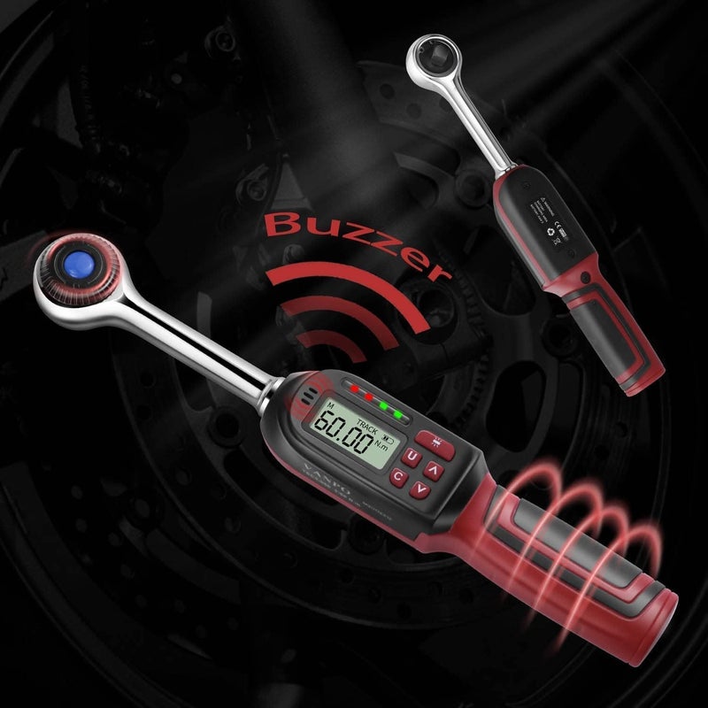 VANPO Digital Torque Wrench 3/8 Inch Drive 5-99.5 ft-lbs./6.8-135Nm, ±2% CW Torque Accuracy, Electronic Torque Wrench Set with Buzzer and LED Flash Notification for Bike Moto - Image 4